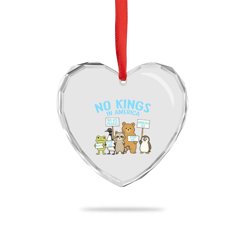 Funny Protest Animals Abolish Ice Heart Crystal Glass Ornament Minneapolis USA Support Gift