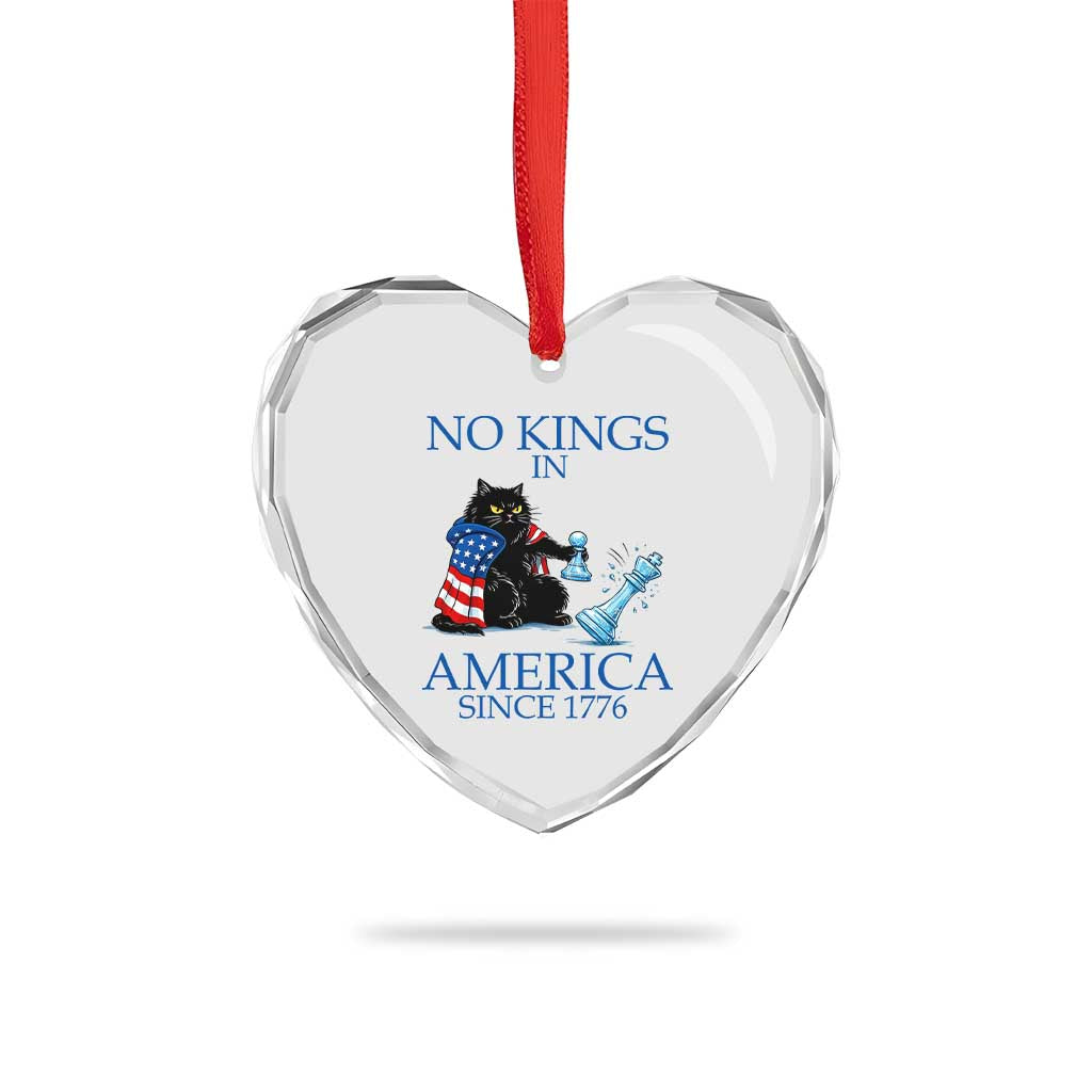 Funny Protest Chess Cat No Kings In America Heart Crystal Glass Ornament Political Humor Gift