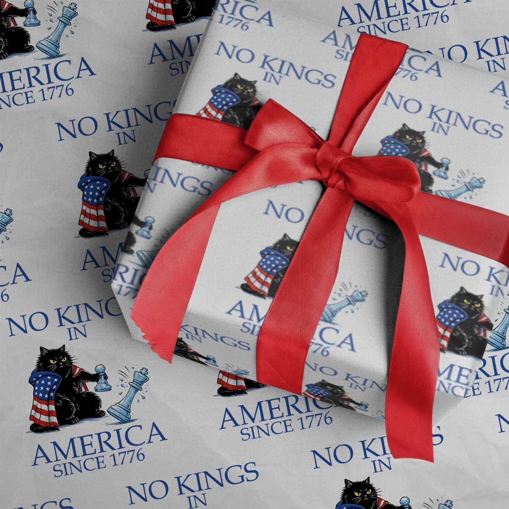 Funny Protest Chess Cat No Kings In America Wrapping Paper Roll Political Humor Gift