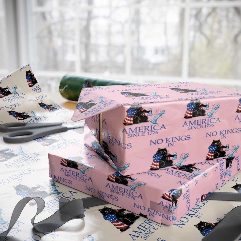 Funny Protest Chess Cat No Kings In America Wrapping Paper Roll Political Humor Gift
