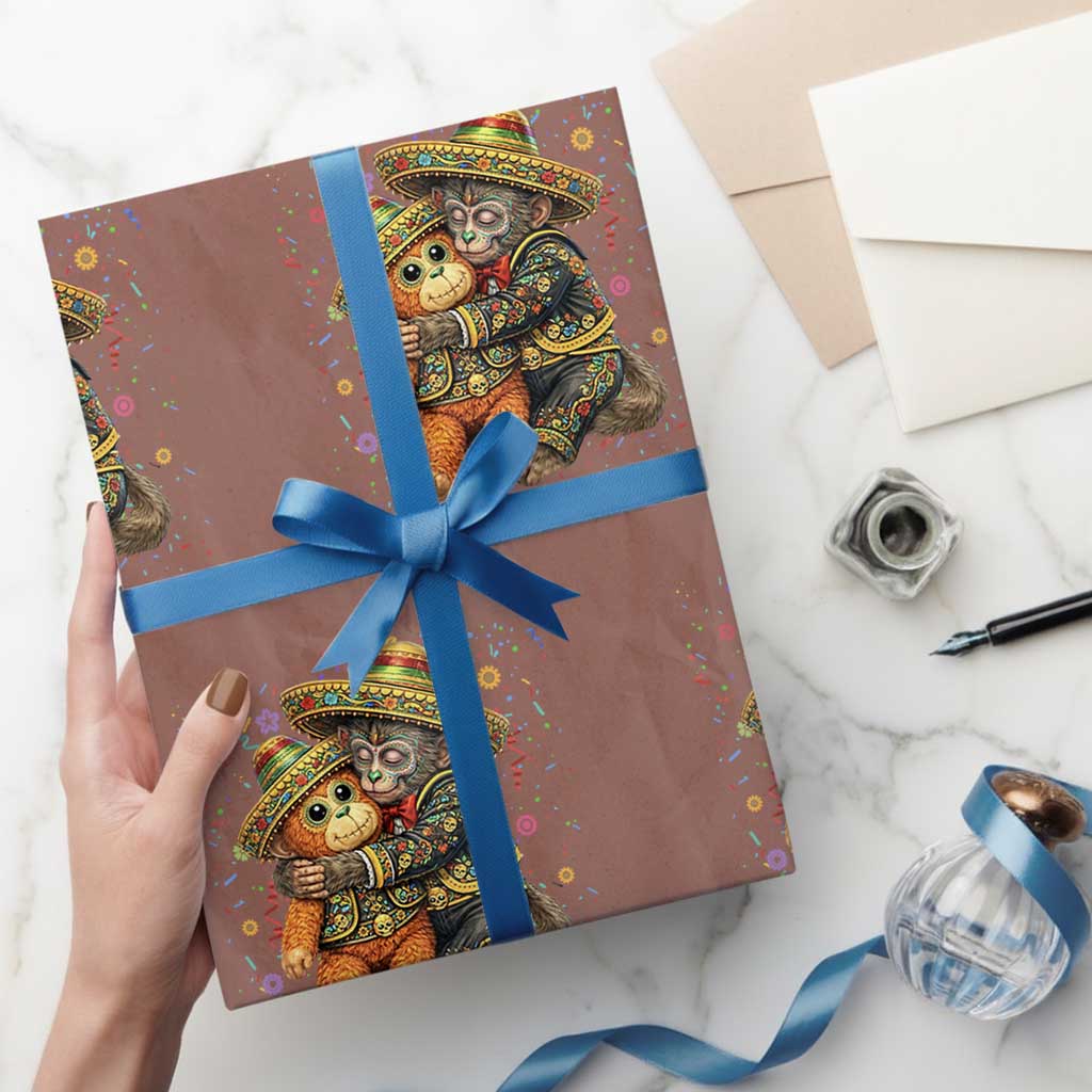 Funny Punch Baby Monkey Cinco De Mayo Wrapping Paper Roll Mexican Fiesta Gift