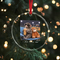 Funny Punch Monkey Baseball Crystal Glass Ornament I Live Here Now Ballpark Graphic