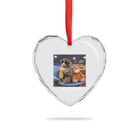 Funny Punch Monkey Baseball Heart Crystal Glass Ornament I Live Here Now Ballpark Graphic