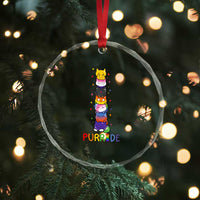Funny Purride Stacked Cats Pride Crystal Glass Ornament Cute LGBTQ Cat Lover