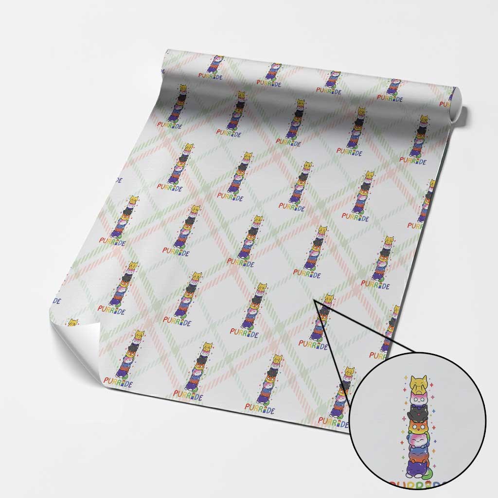 Funny Purride Stacked Cats Pride Wrapping Paper Roll Cute LGBTQ Cat Lover