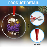 Funny Queef Queen Cat Crystal Glass Ornament Hear My Kitty Purr Inappropriate Dirty Adult Humor Jokes - Wonder Print Shop