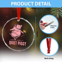 Funny Quiet Piggy Crystal Glass Ornament Pig Political Humor No King - Wonder Print Shop