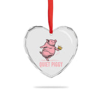 Funny Quiet Piggy Heart Crystal Glass Ornament Pig Political Humor No King - Wonder Print Shop