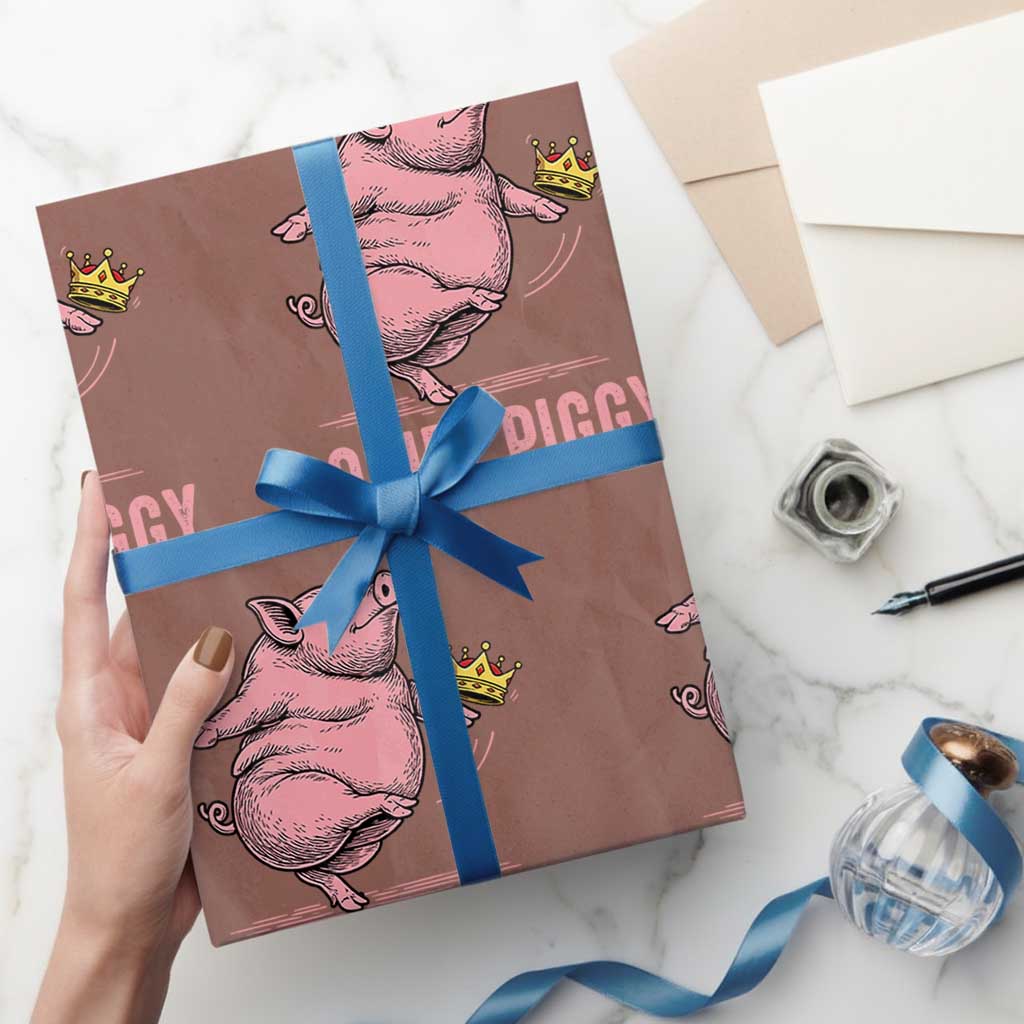 Funny Quiet Piggy Wrapping Paper Roll Pig Political Humor No King - Wonder Print Shop