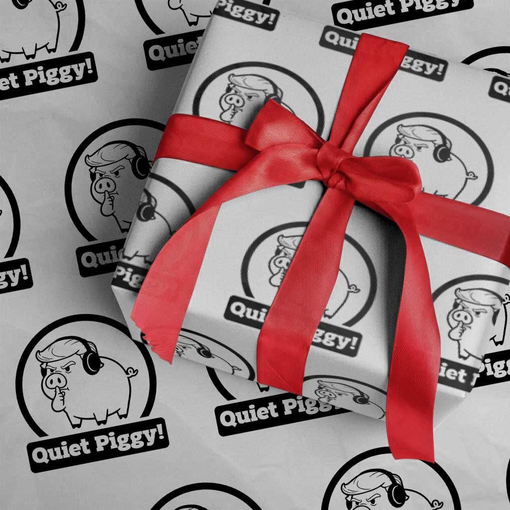 Funny Quiet Quiet Piggy Meme Wrapping Paper Roll Anti Fascist Political Parody Gift - Wonder Print Shop