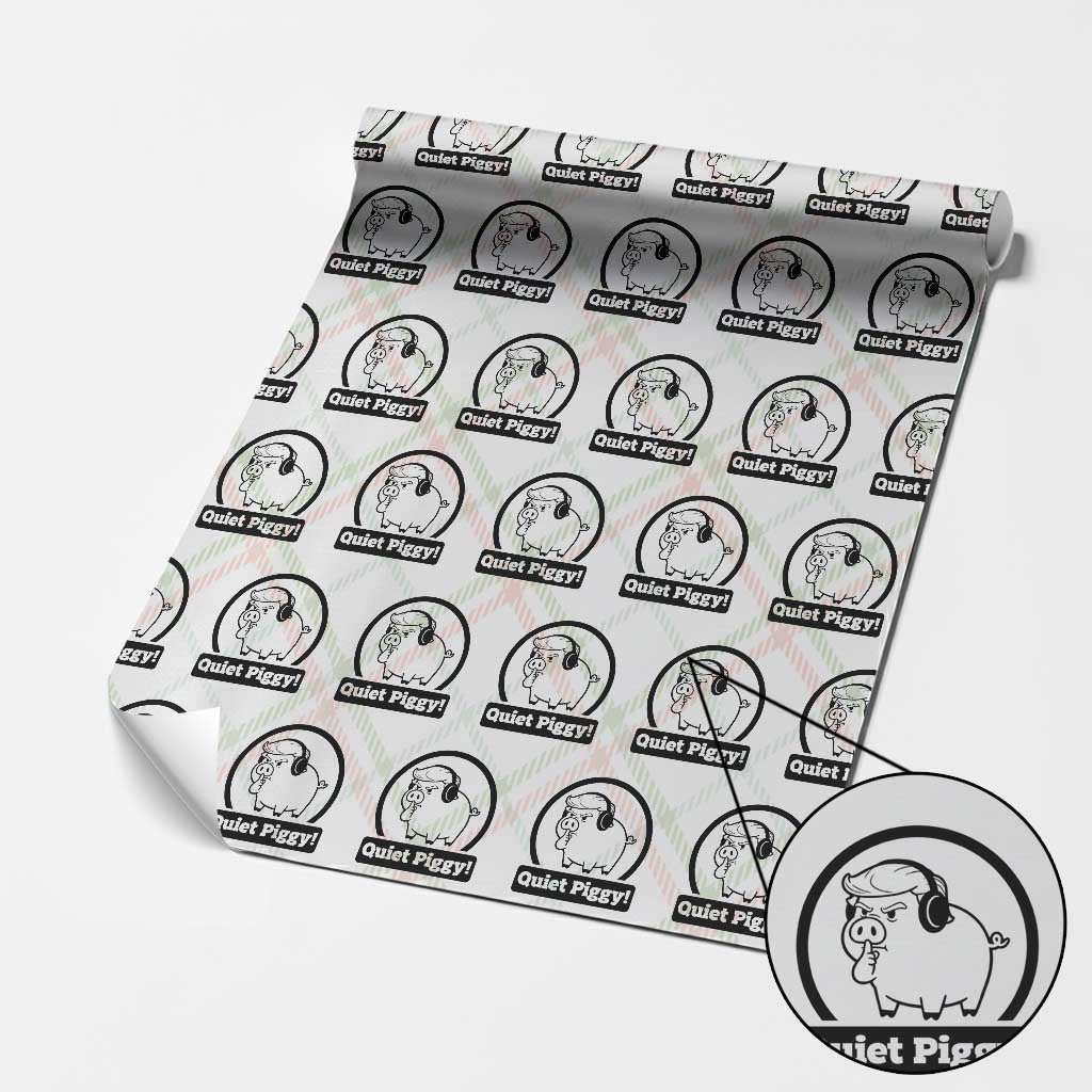 Funny Quiet Quiet Piggy Meme Wrapping Paper Roll Anti Fascist Political Parody Gift - Wonder Print Shop