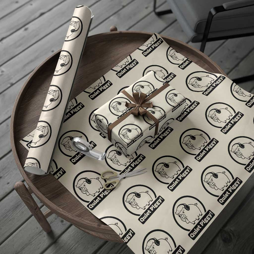 Funny Quiet Quiet Piggy Meme Wrapping Paper Roll Anti Fascist Political Parody Gift - Wonder Print Shop