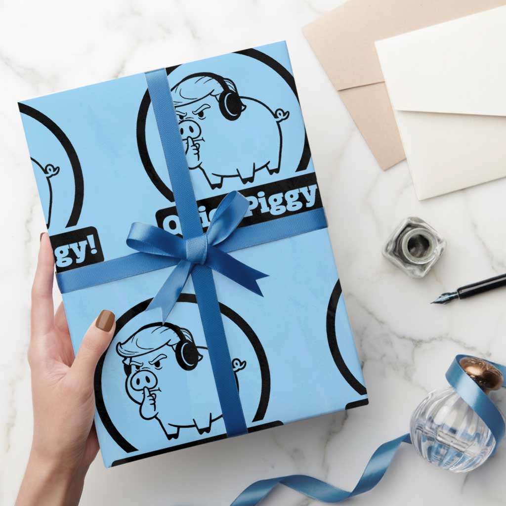 Funny Quiet Quiet Piggy Meme Wrapping Paper Roll Anti Fascist Political Parody Gift - Wonder Print Shop