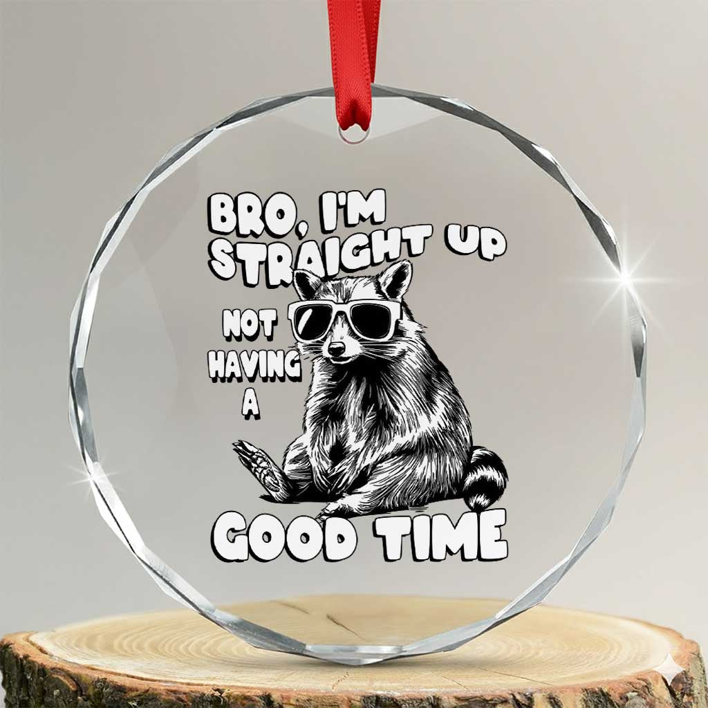 Funny Raccon Sarcastic Crystal Glass Ornament Bro I Am Straight Up Not Even Having A Good Time
