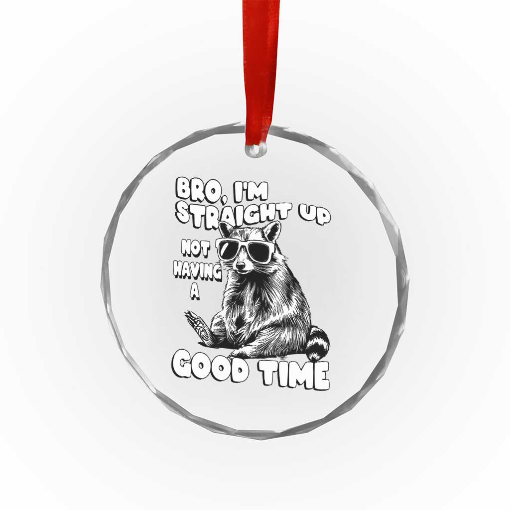 Funny Raccon Sarcastic Crystal Glass Ornament Bro I Am Straight Up Not Even Having A Good Time