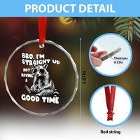 Funny Raccon Sarcastic Crystal Glass Ornament Bro I Am Straight Up Not Even Having A Good Time