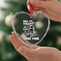 Funny Raccon Sarcastic Heart Crystal Glass Ornament Bro I Am Straight Up Not Even Having A Good Time