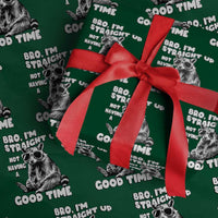 Funny Raccon Sarcastic Wrapping Paper Roll Bro I Am Straight Up Not Even Having A Good Time