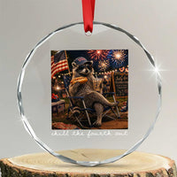 Funny Raccoon 4th of July Crystal Glass Ornament Chill The Fourth Out
