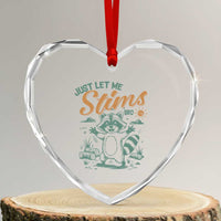 Funny Raccoon Autism Awareness Heart Crystal Glass Ornament Just Let Me Stim Bro - Wonder Print Shop