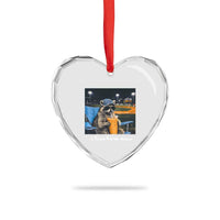 Funny Raccoon Baseball Game Day Meme Heart Crystal Glass Ornament I Live Here Now Trash Panda Iced Coffee Night