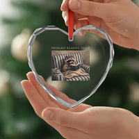 Funny Raccoon Book Lover Heart Crystal Glass Ornament Probably Reading Trash Bookworms Teachers