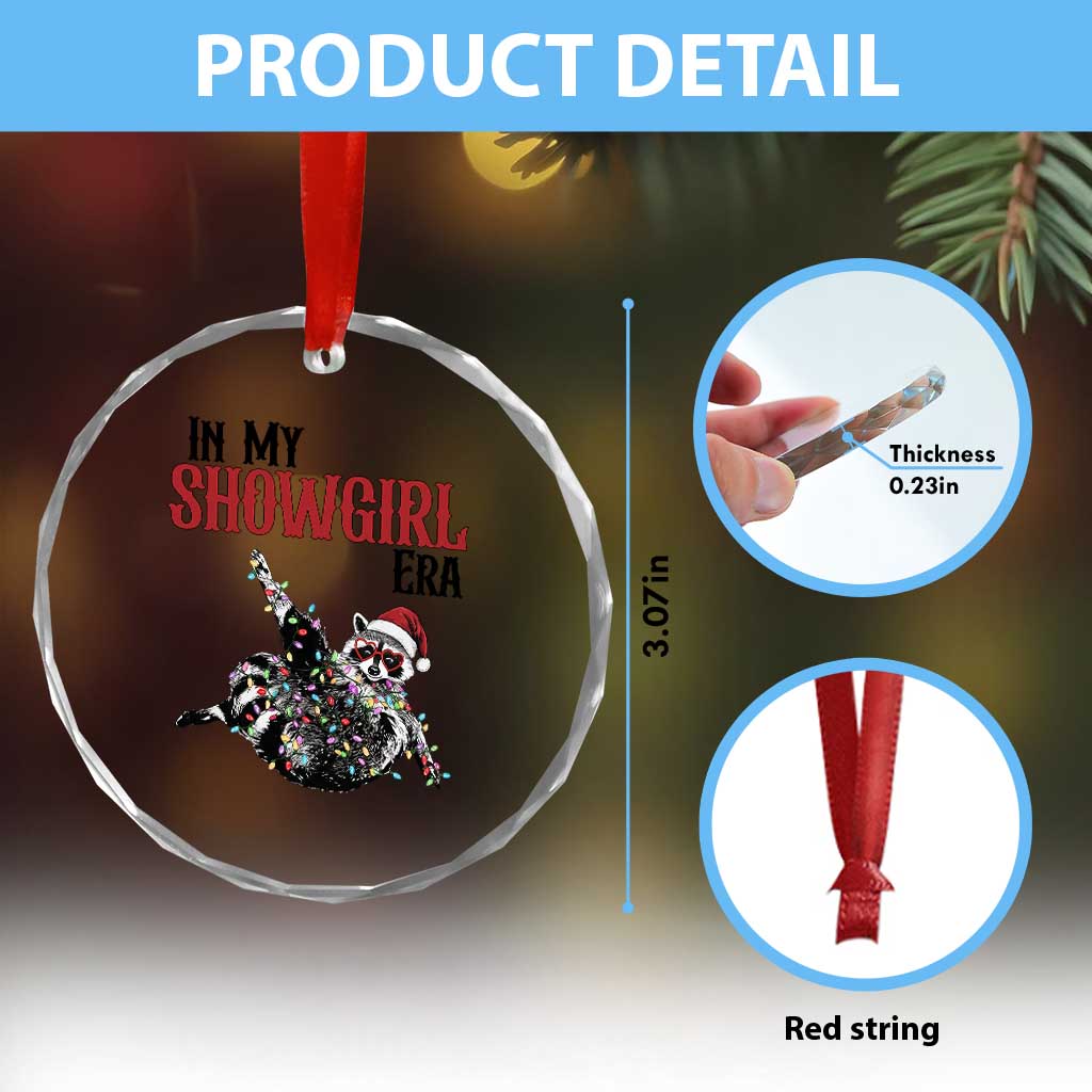 Funny Raccoon Christmas Crystal Glass Ornament In My Costume Era - Wonder Print Shop