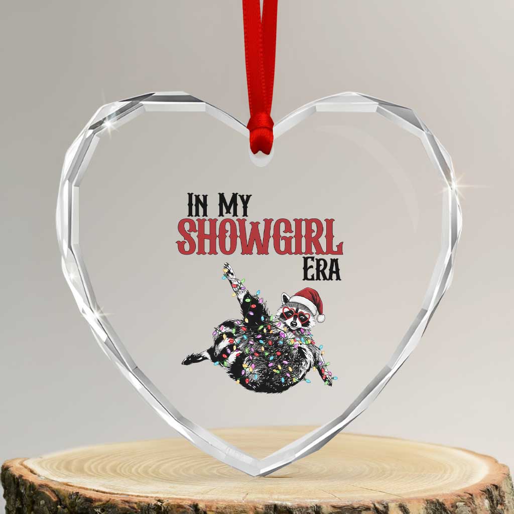 Funny Raccoon Christmas Heart Crystal Glass Ornament In My Costume Era - Wonder Print Shop