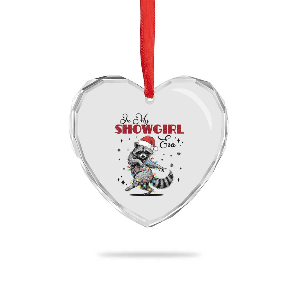 Funny Raccoon Christmas Heart Crystal Glass Ornament In My Costume Era Xmas - Wonder Print Shop