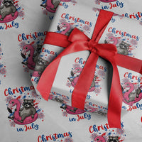 Funny Raccoon Christmas In July 4th of July Wrapping Paper Roll