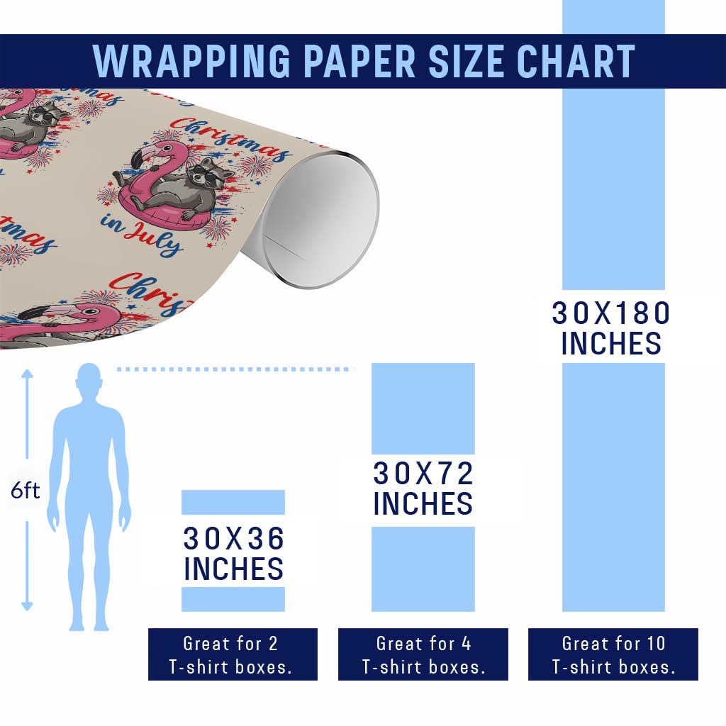 Funny Raccoon Christmas In July 4th of July Wrapping Paper Roll