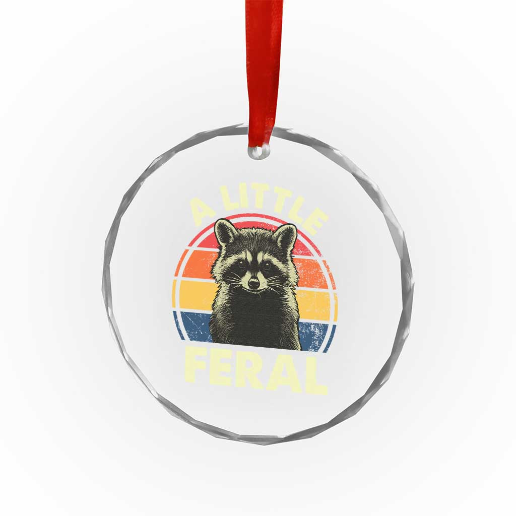 Funny Raccoon Crystal Glass Ornament A Little Feral Trash Panda Meme Retro TS02