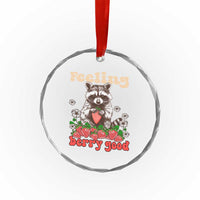 Funny Raccoon Crystal Glass Ornament Feeling Berry Good Eating Strawberries TS02