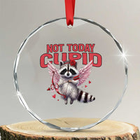 Funny Raccoon Cupid Anti Valentine Crystal Glass Ornament Not Today Cupid