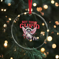 Funny Raccoon Cupid Anti Valentine Crystal Glass Ornament Not Today Cupid