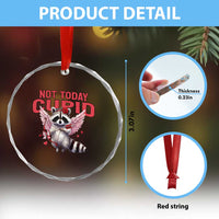 Funny Raccoon Cupid Anti Valentine Crystal Glass Ornament Not Today Cupid