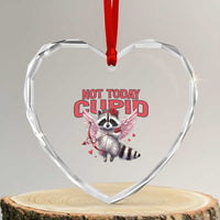 Funny Raccoon Cupid Anti Valentine Heart Crystal Glass Ornament Not Today Cupid