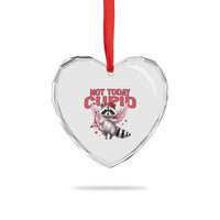 Funny Raccoon Cupid Anti Valentine Heart Crystal Glass Ornament Not Today Cupid