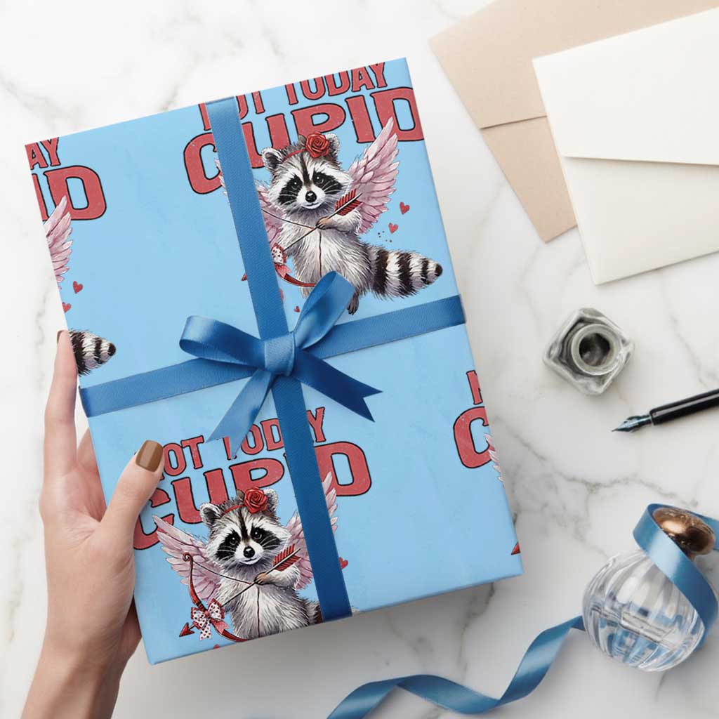 Funny Raccoon Cupid Anti Valentine Wrapping Paper Roll Not Today Cupid