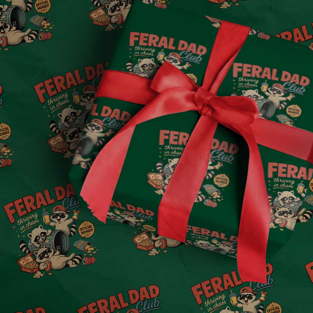 Funny Raccoon Dad Wrapping Paper Roll Feral Dad Club Fathers Day Gift