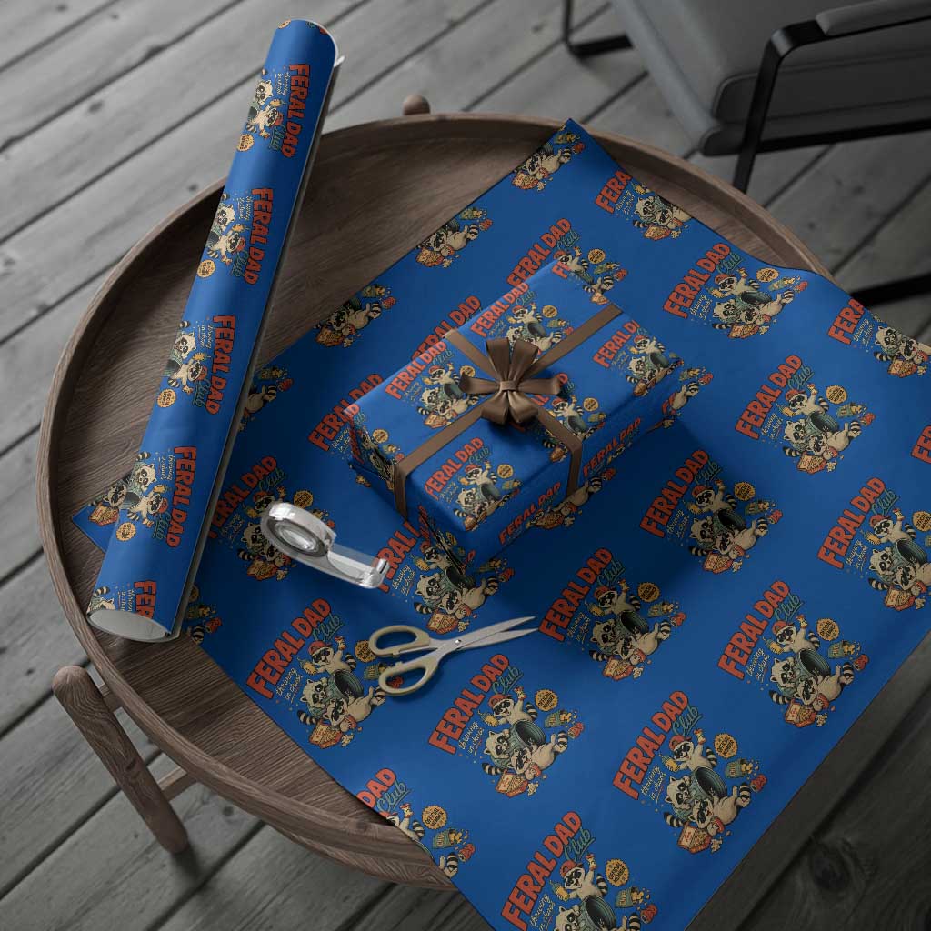 Funny Raccoon Dad Wrapping Paper Roll Feral Dad Club Fathers Day Gift