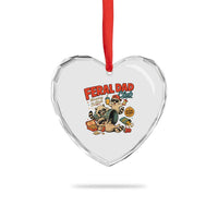 Funny Raccoon Dad Heart Crystal Glass Ornament Feral Dad Club Fathers Day Gift