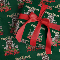 Funny Raccoon Wrapping Paper Roll Feeling Berry Good Eating Strawberries