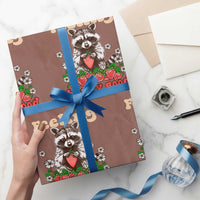 Funny Raccoon Wrapping Paper Roll Feeling Berry Good Eating Strawberries