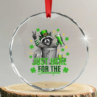 Funny Raccoon Drinking Beer St Patricks Day Crystal Glass Ornament Just Here For The Shenanigans