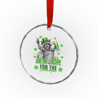 Funny Raccoon Drinking Beer St Patricks Day Crystal Glass Ornament Just Here For The Shenanigans
