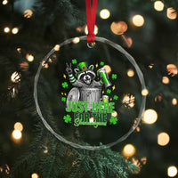 Funny Raccoon Drinking Beer St Patricks Day Crystal Glass Ornament Just Here For The Shenanigans