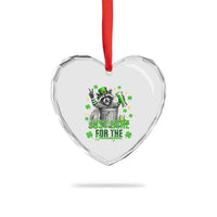 Funny Raccoon Drinking Beer St Patricks Day Heart Crystal Glass Ornament Just Here For The Shenanigans