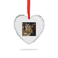 Funny Raccoon Eating Pickles Meme Heart Crystal Glass Ornament