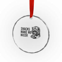 Funny Raccoon Eating Pizza Crystal Glass Ornament Snacks Make Me Nicer